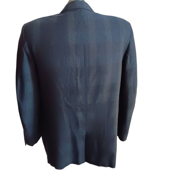 Vintage Mens Blazer 42R Union Made Griffon Jacket Blue Gray Plaid 3-Button - Picture 2 of 9
